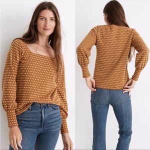 Madewell Gold Floral Jacquard Squareneck top